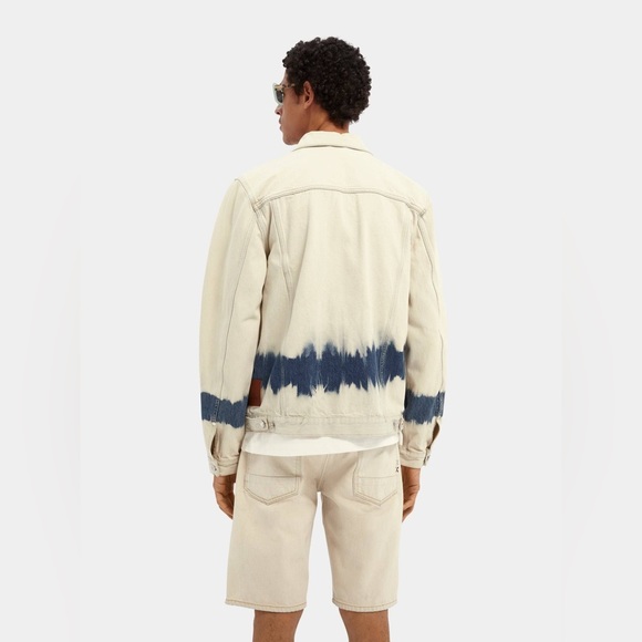 Scotch & Soda Blauw Tie Die Denim Trucker Jacket-NWT - Unisex - Picture 8 of 8